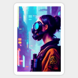 Abstract Cyberpunk Girl Sticker